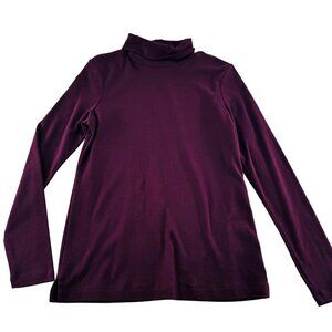 Lands End Womens Shaped Fit Turtleneck Long Sleeve Top Small 6-8 Supima Cotton P